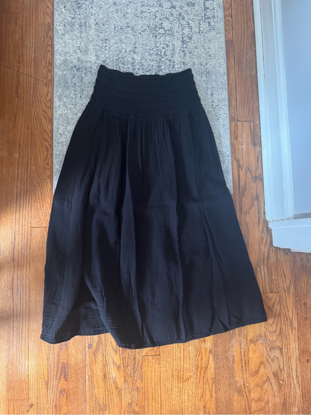 Old Navy Black Smocked-Waist Midi Skirt